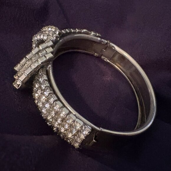 Silver and Rhinestone Bangle Vintage 20's - Picture 3 of 12